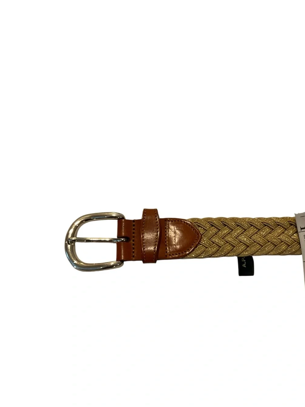 A.P.C. Braided Beige Belt with Brown Leather Trim